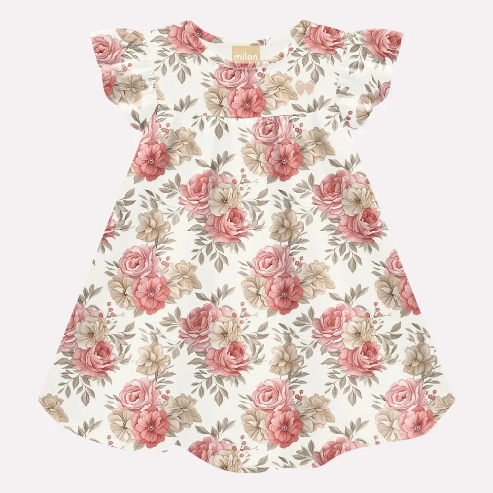 Vestido Infantil Flores Rosa