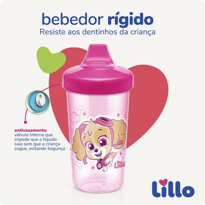 Copo Antivazamento Max Patrulha Canina 320 ml - Rosa
