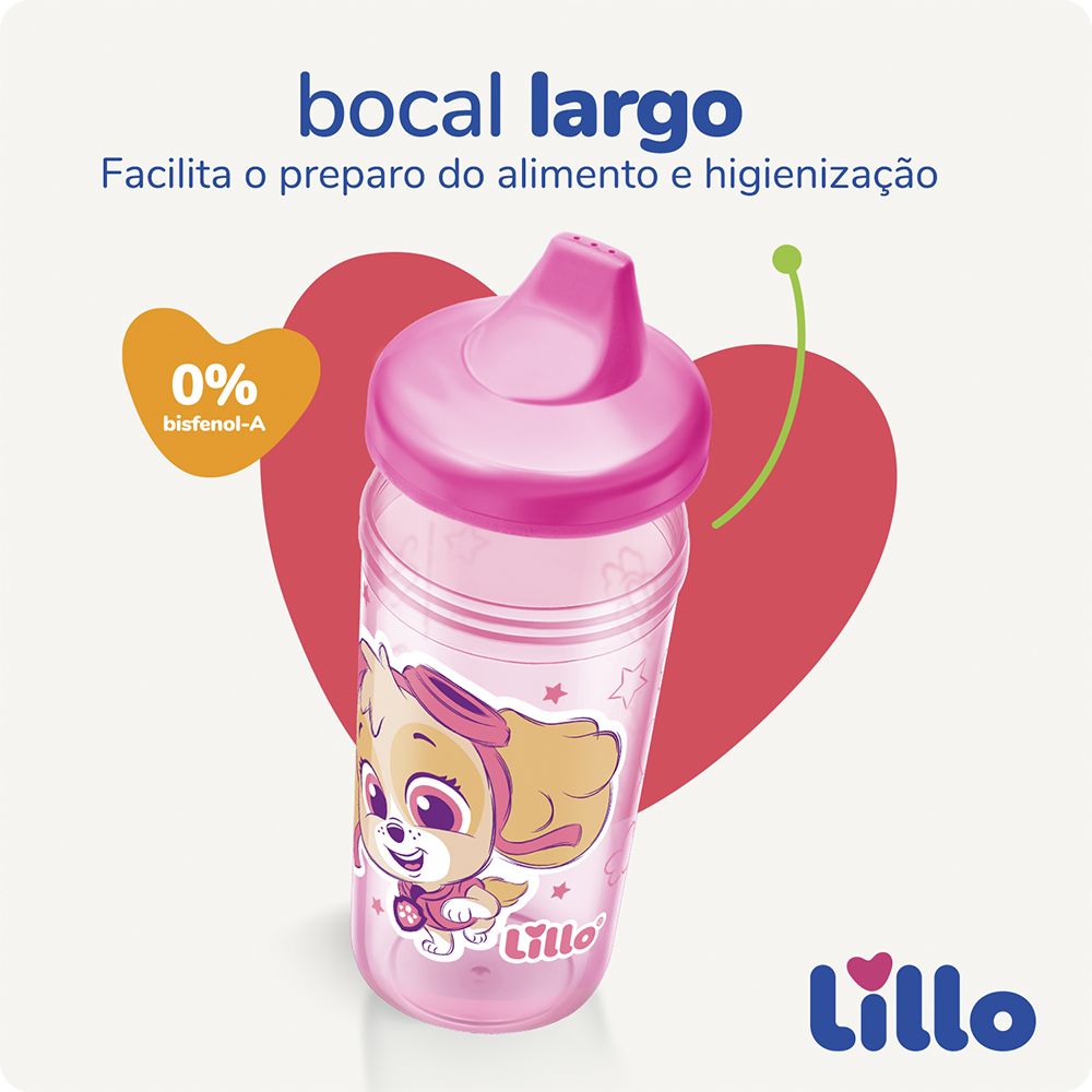 Copo Antivazamento Max Patrulha Canina 320 ml - Rosa