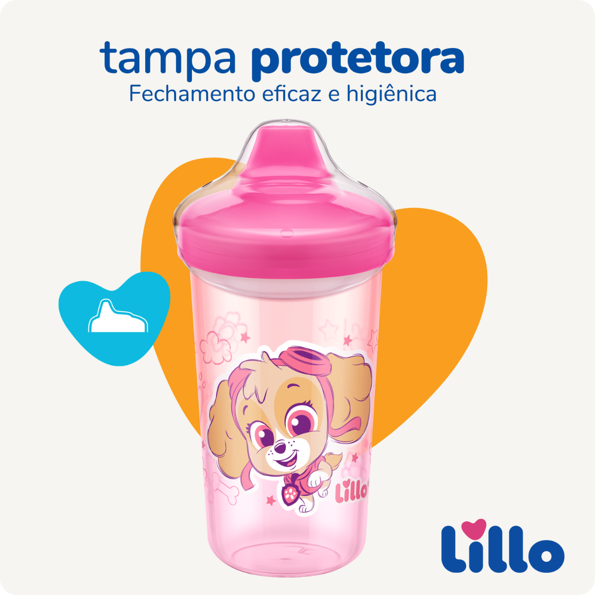 Copo Antivazamento Max Patrulha Canina 320 ml - Rosa