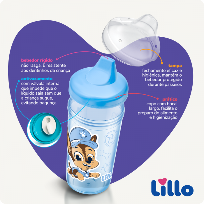 Copo Antivazamento Max Patrulha Canina 320 ml - Azul