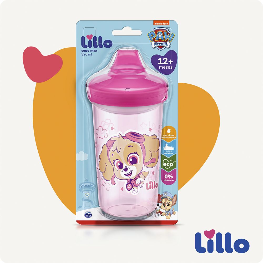 Copo Antivazamento Max Patrulha Canina 320 ml - Rosa