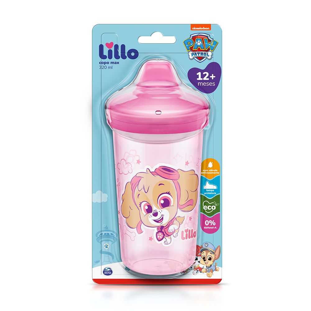 Copo Antivazamento Max Patrulha Canina 320 ml - Rosa