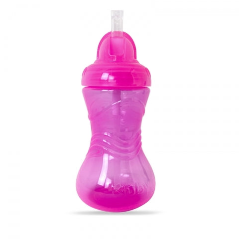 Copo com Canudo de Silicone 300 ml - Rosa