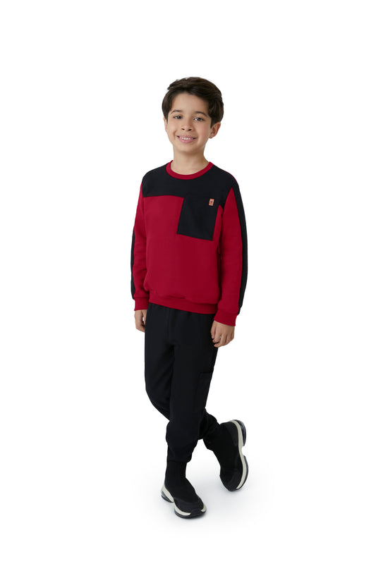 Conjunto Menino Calça Bolso Lateral Em Moletom Flanelado