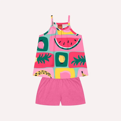 Conjunto Estampa Frutas - Rosa