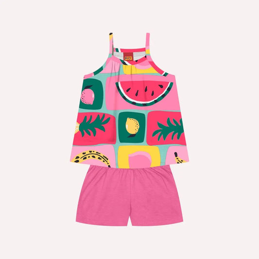 Conjunto Estampa Frutas - Rosa