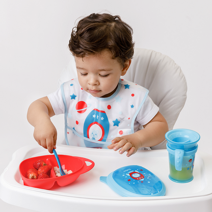 Kit Refeição com Talher Foguete - Azul
