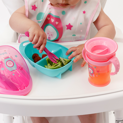 Kit Refeição com Talheres Foguete - Rosa