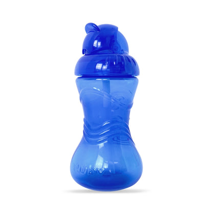 Copo com Canudo de Silicone 300 ml - Azul