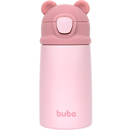Copo Térmico Parede Dupla com Canudo Urso - Rosa