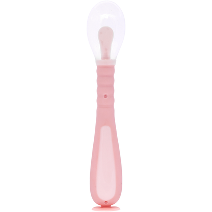 Colher Flexível em Silicone com Ventosa - Rosa