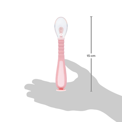 Colher Flexível em Silicone com Ventosa - Rosa