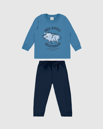 Conjunto Infantil Menino Meu Amigo Dinossauro Em Algodão
