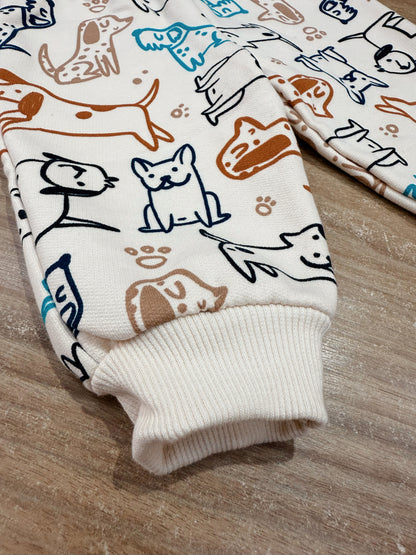 Conjunto Infantil Menino Estampa Cachorros Em Moletom Flanelado