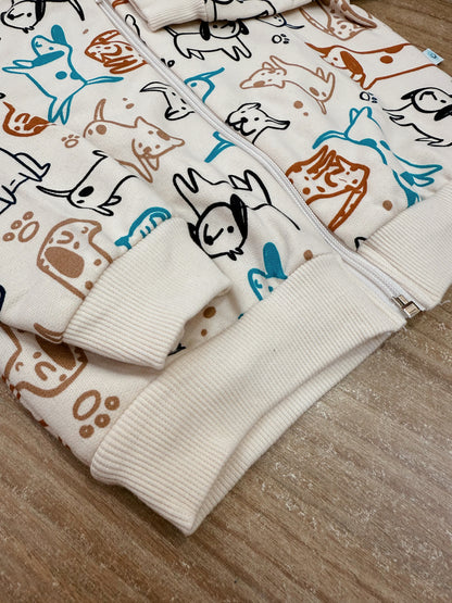 Conjunto Infantil Menino Jaqueta Estampa Cachorros Em Moletom