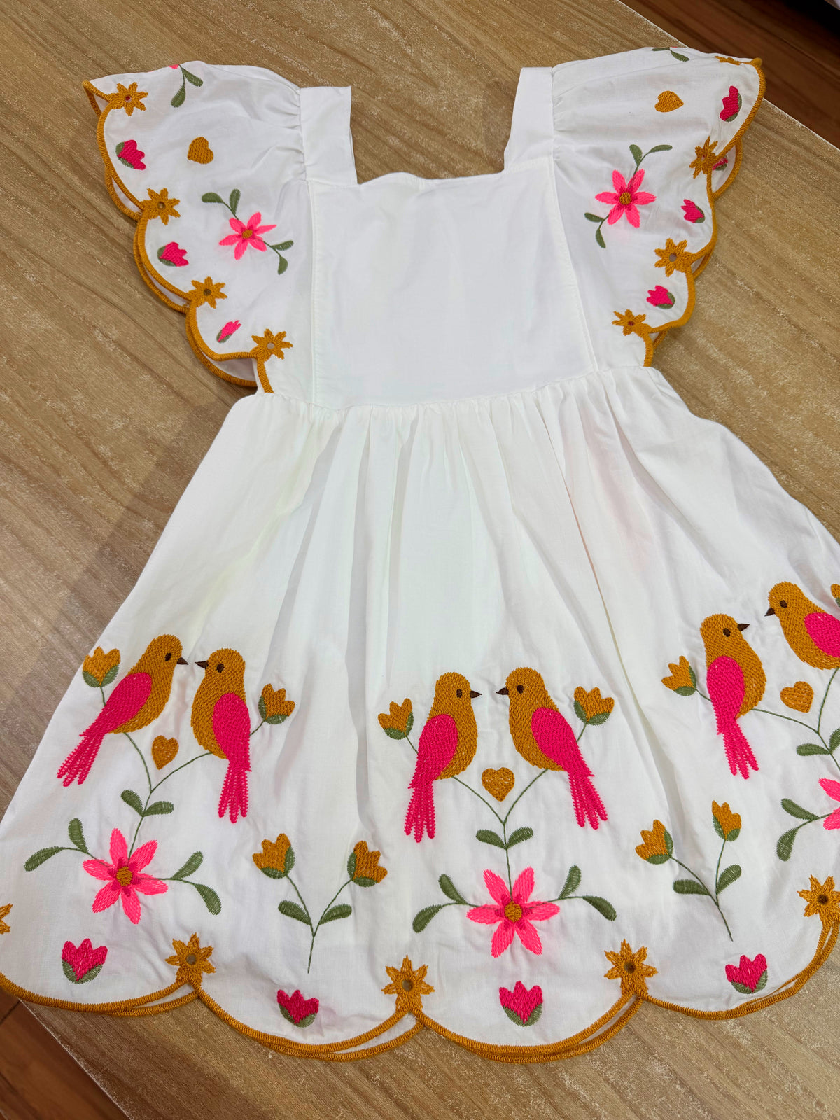 Vestido Pássaros - Branco