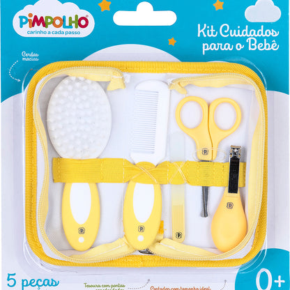 Kit Cuidados para o Bebê 5 peças + Necessaire - Amarelo