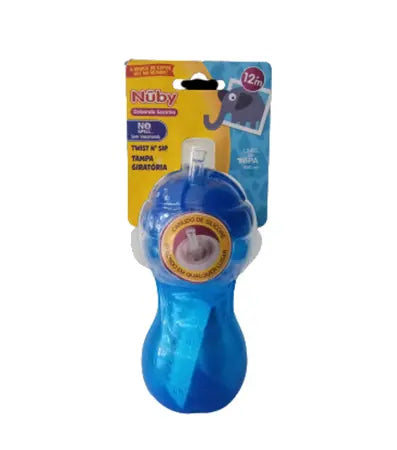 Copo com Canudo de Silicone 300 ml - Azul