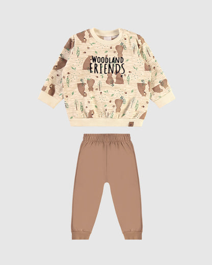 Conjunto Menino Blusão Estampa Flock Em Moletom Flanelado