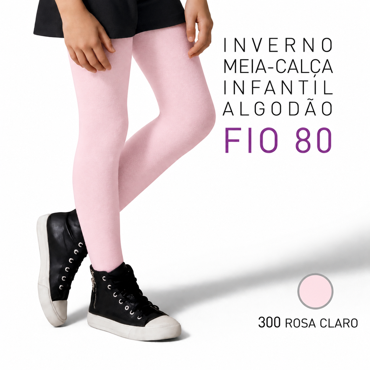 Meia Calça Quentinha Fio 80 - Rosa