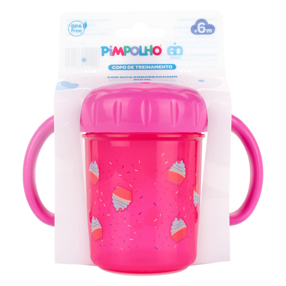 Copo de Treinamento com Bico Emborrachado 250 ml - Rosa