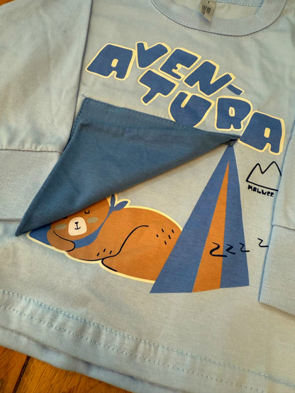 Pijama Infantil Menino Aventura com Aplique Interativo Azul