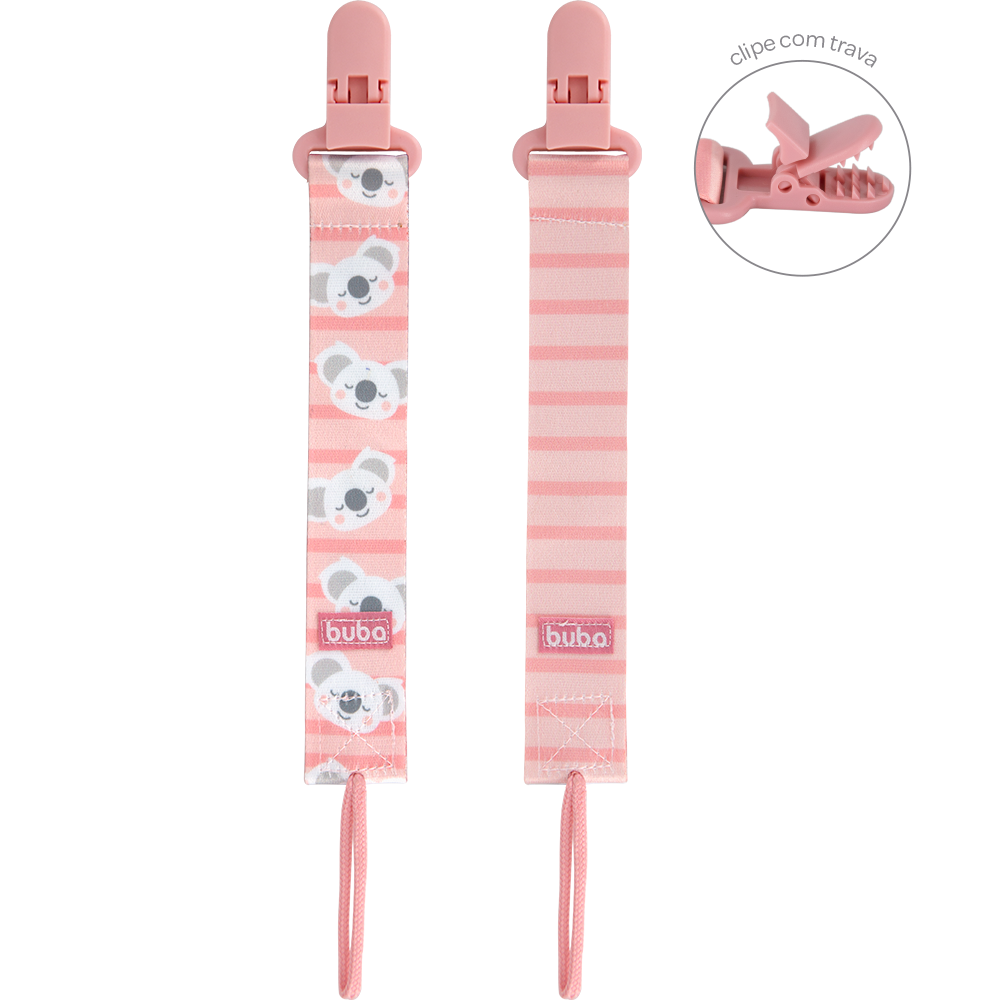 Kit Prendedor de Chupeta - Ursinho Rosa