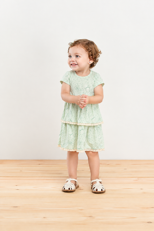 Vestido Infantil Babador Estampa Libélula