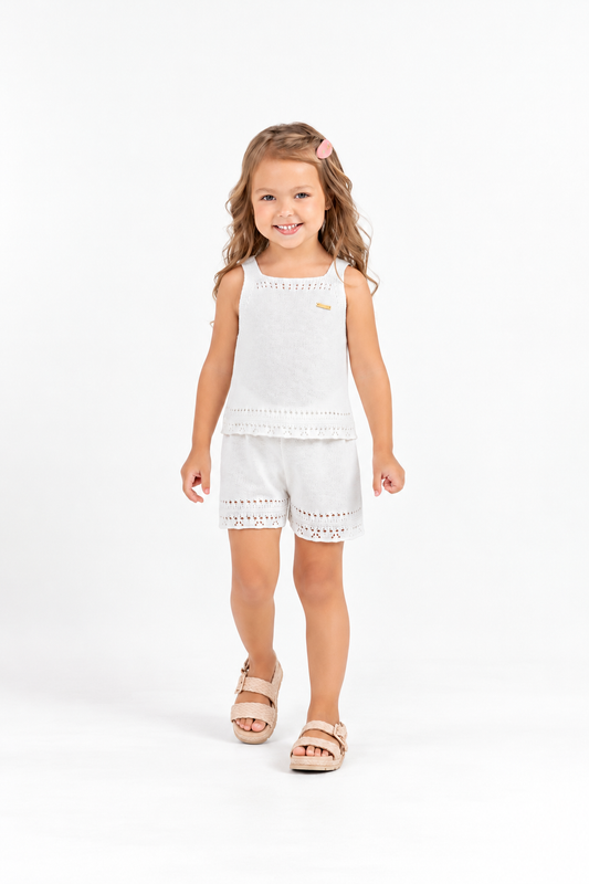 Conjunto Infantil Viscose Branco