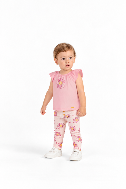 Conjunto Infantil Estampa Flor Lilás
