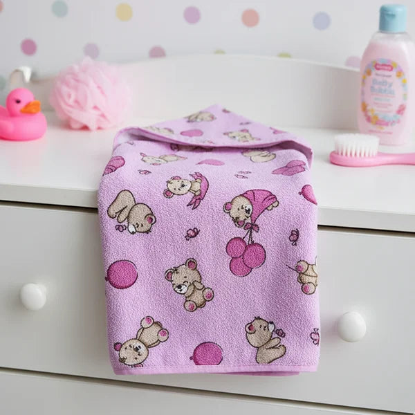 Toalha de Banho com Capuz Urso - Rosa