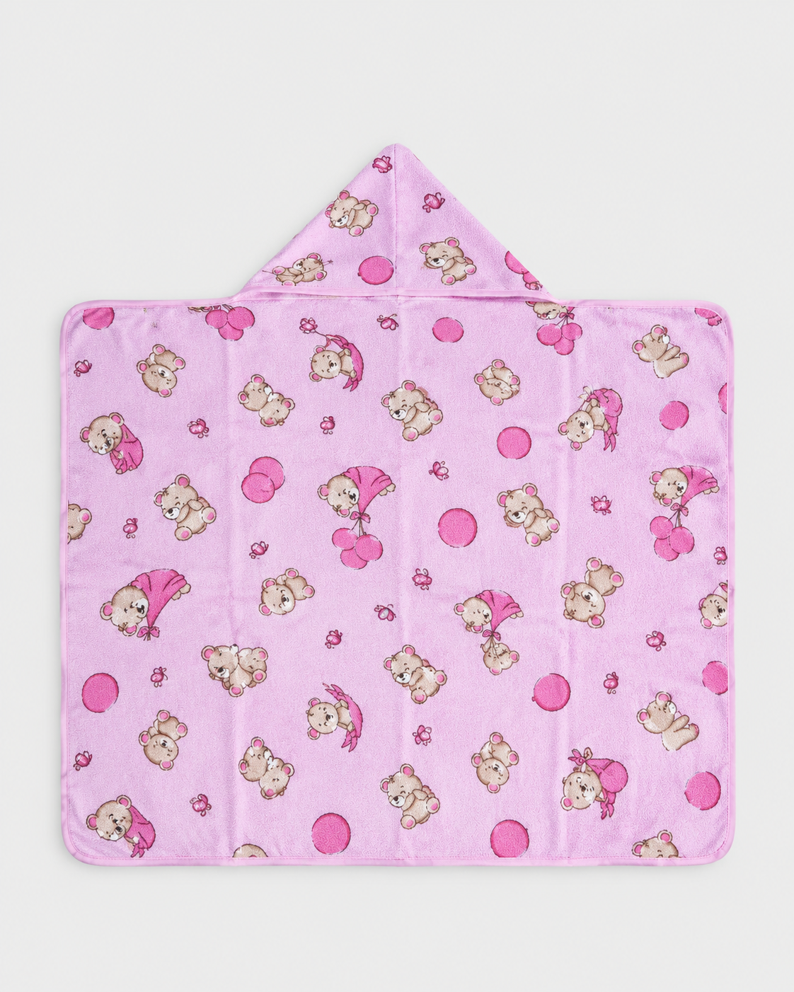 Toalha de Banho com Capuz Urso - Rosa