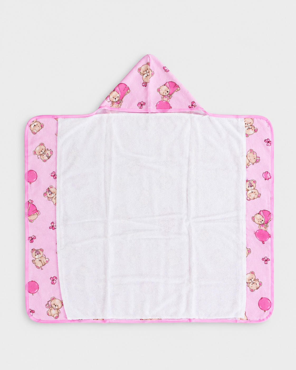 Toalha de Banho com Capuz Urso - Rosa