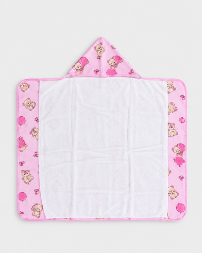 Toalha de Banho com Capuz Urso - Rosa