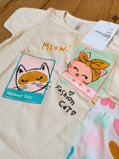 Pijama Estampa Brilha no Escuro - Gato Meow
