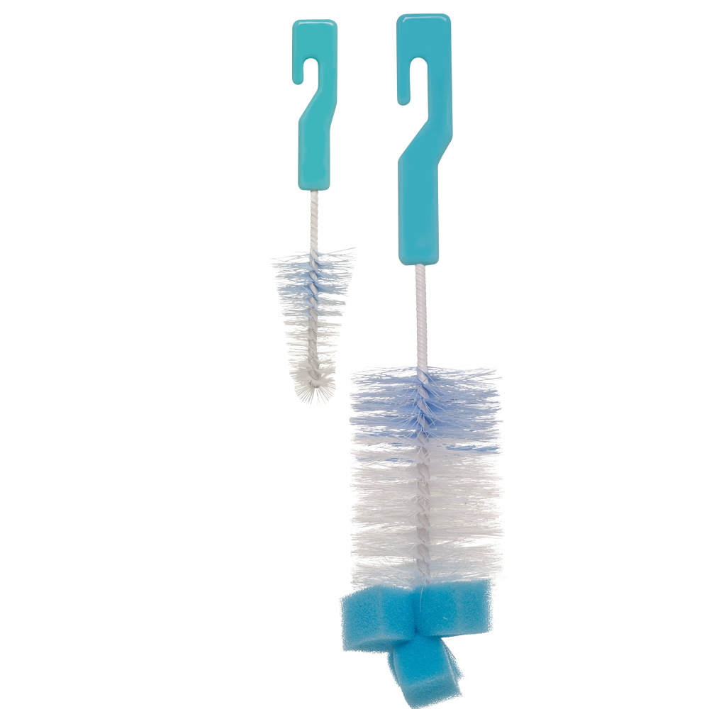 Kit Escovas Mamadeira e Bico com Esponja - Azul