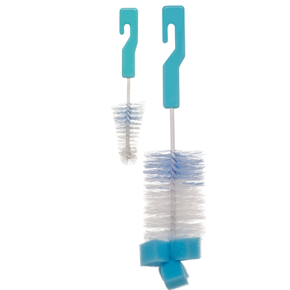 Kit Escovas Mamadeira e Bico com Esponja - Azul