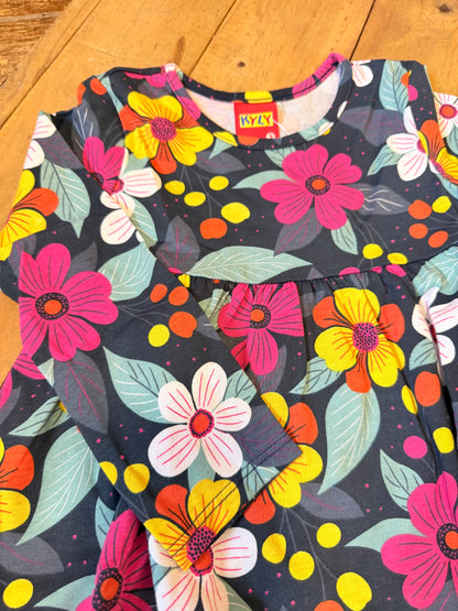 Vestido Infantil Azul Flores