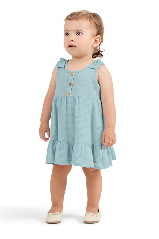 Vestido Infantil Liso Azul Celeste