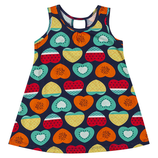 Vestido Infantil Frutas Coração