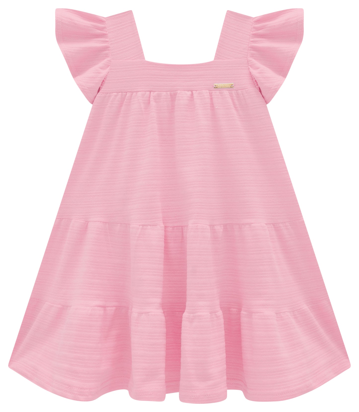 Vestido Infantil Malha Texturizada Rosa