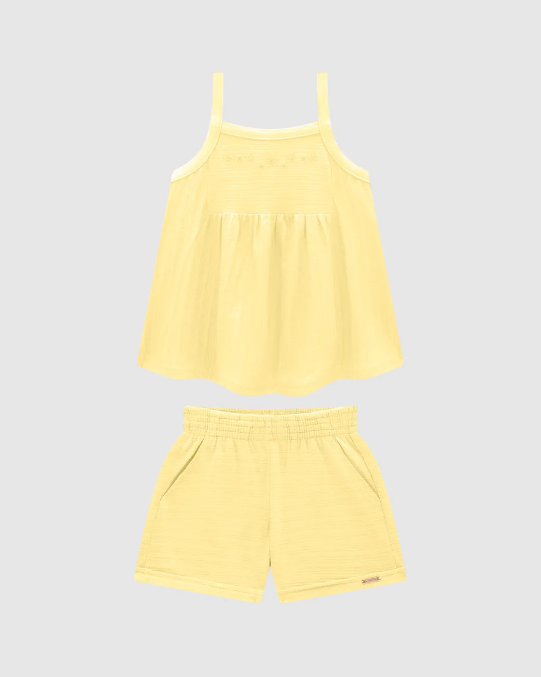 Conjunto Infantil Malha Texturizada Amarelo