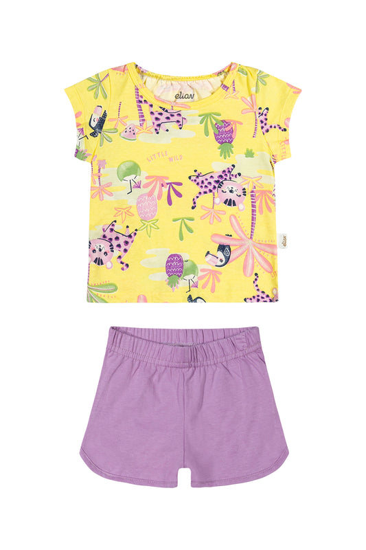 Conjunto Infantil Safari Amarelo/Lilás