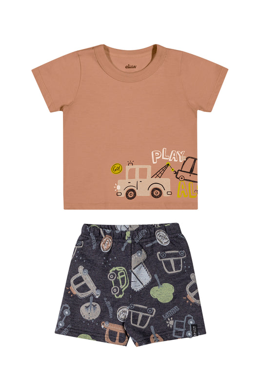 Conjunto Infantil Go Play Carros Marrom