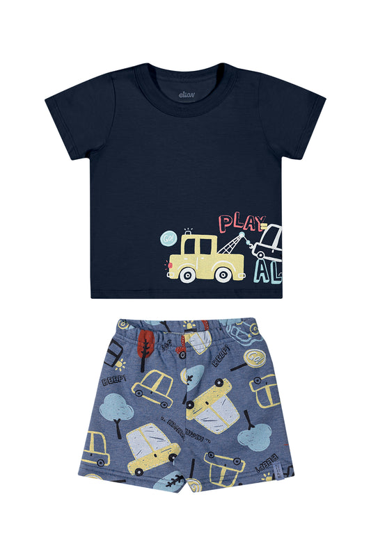 Conjunto Infantil Go Play Carros Azul