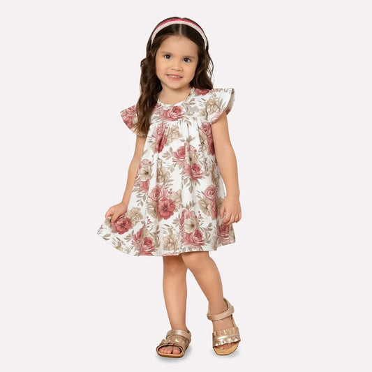 Vestido Infantil Flores Rosa