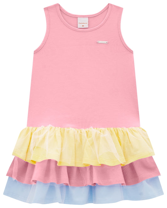 Vestido Infantil Evasê Babados