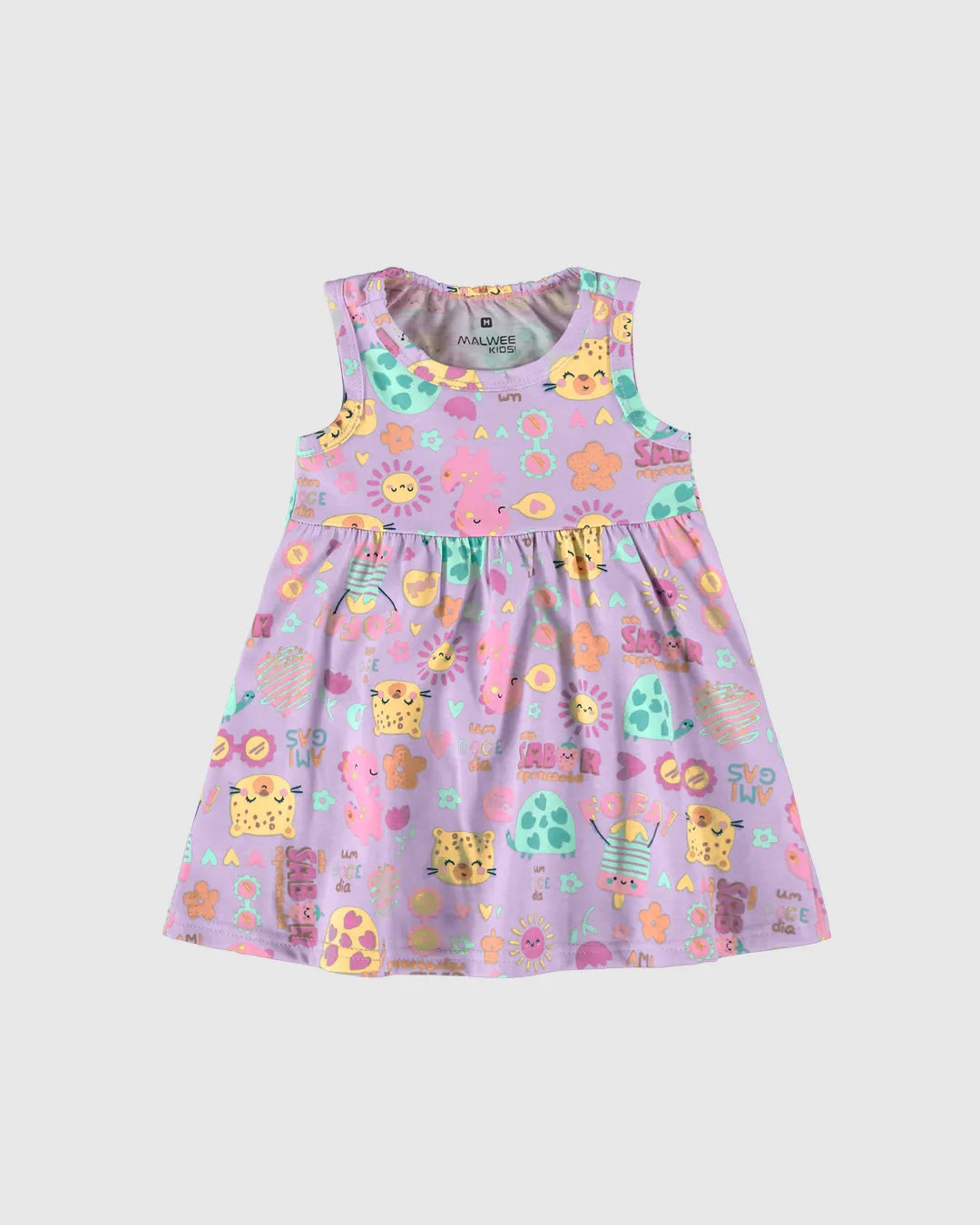 Vestido Infantil Estampa Colorida Lilás