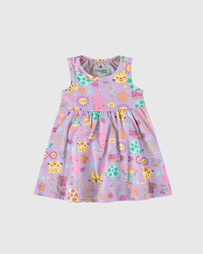 Vestido Infantil Estampa Colorida Lilás